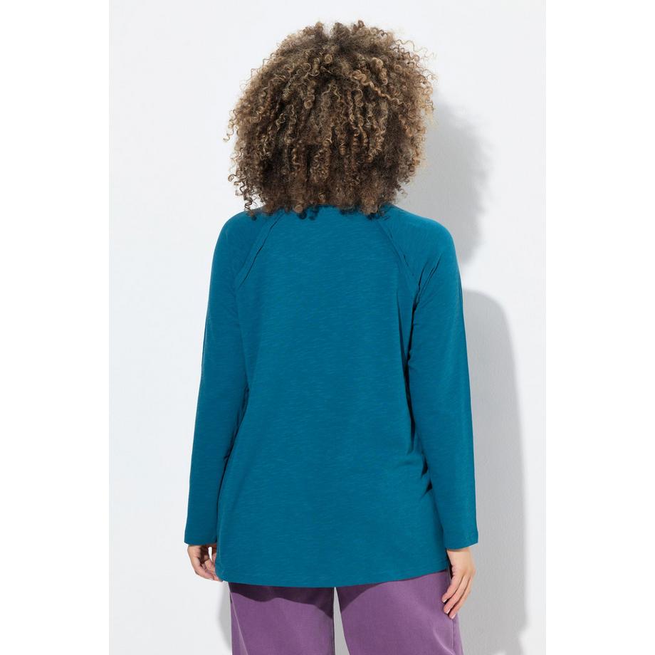 Ulla Popken Shirt Motivdruck A-Linie Rundhals Langarm  