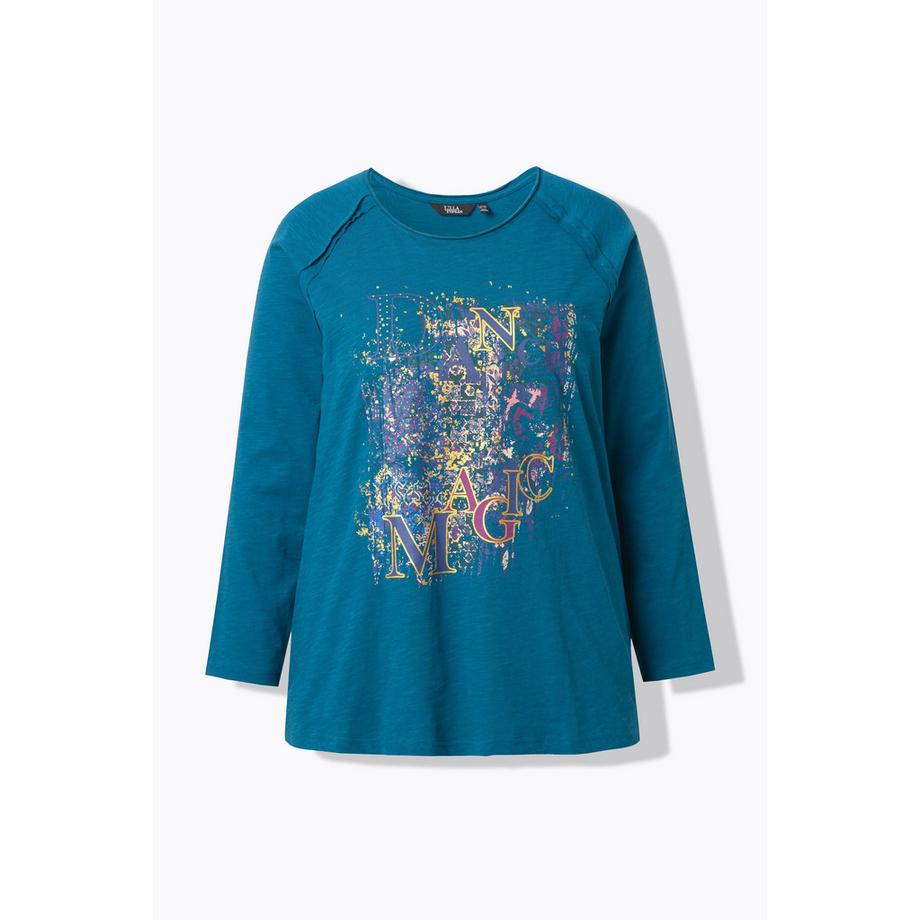Ulla Popken Shirt Motivdruck A-Linie Rundhals Langarm  