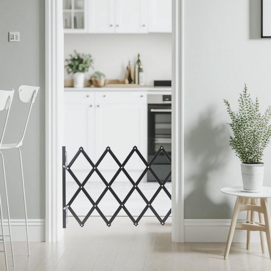 Northix  Barrière extensible pour chien noire 