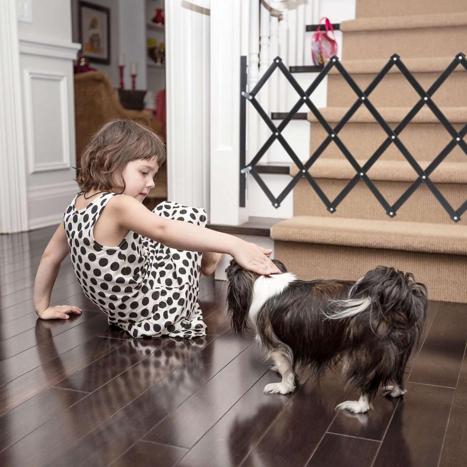 Northix  Barrière extensible pour chien noire 