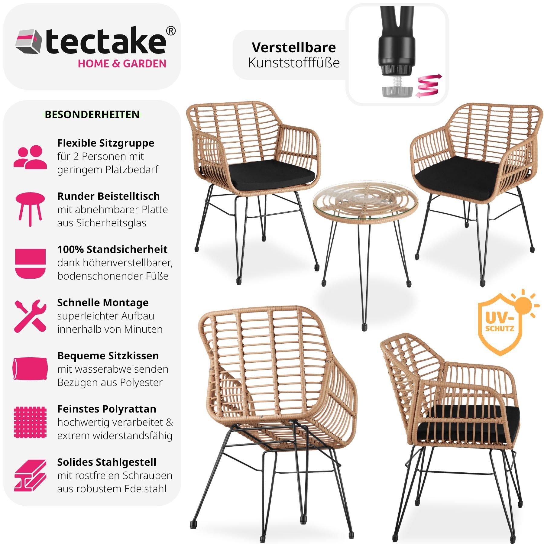 Tectake Rattan-Sitzgruppe Molfetta 2+1  