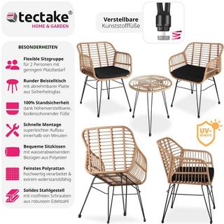 Tectake Rattan-Sitzgruppe Molfetta 2+1  