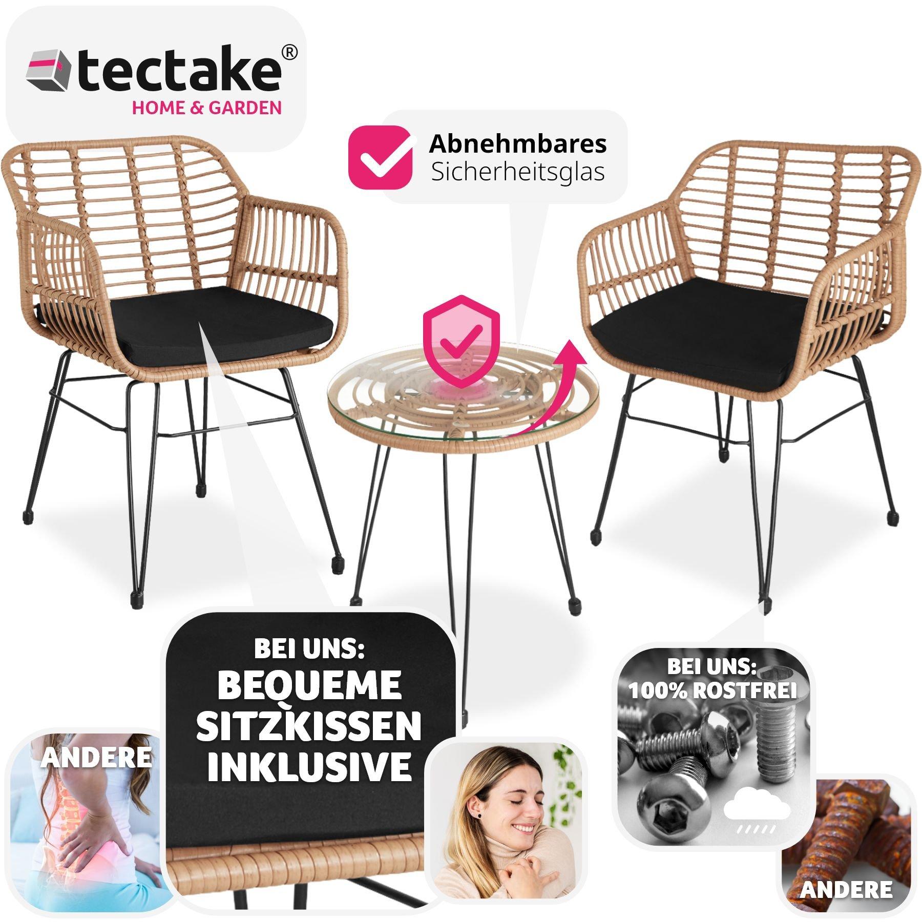 Tectake Rattan-Sitzgruppe Molfetta 2+1  