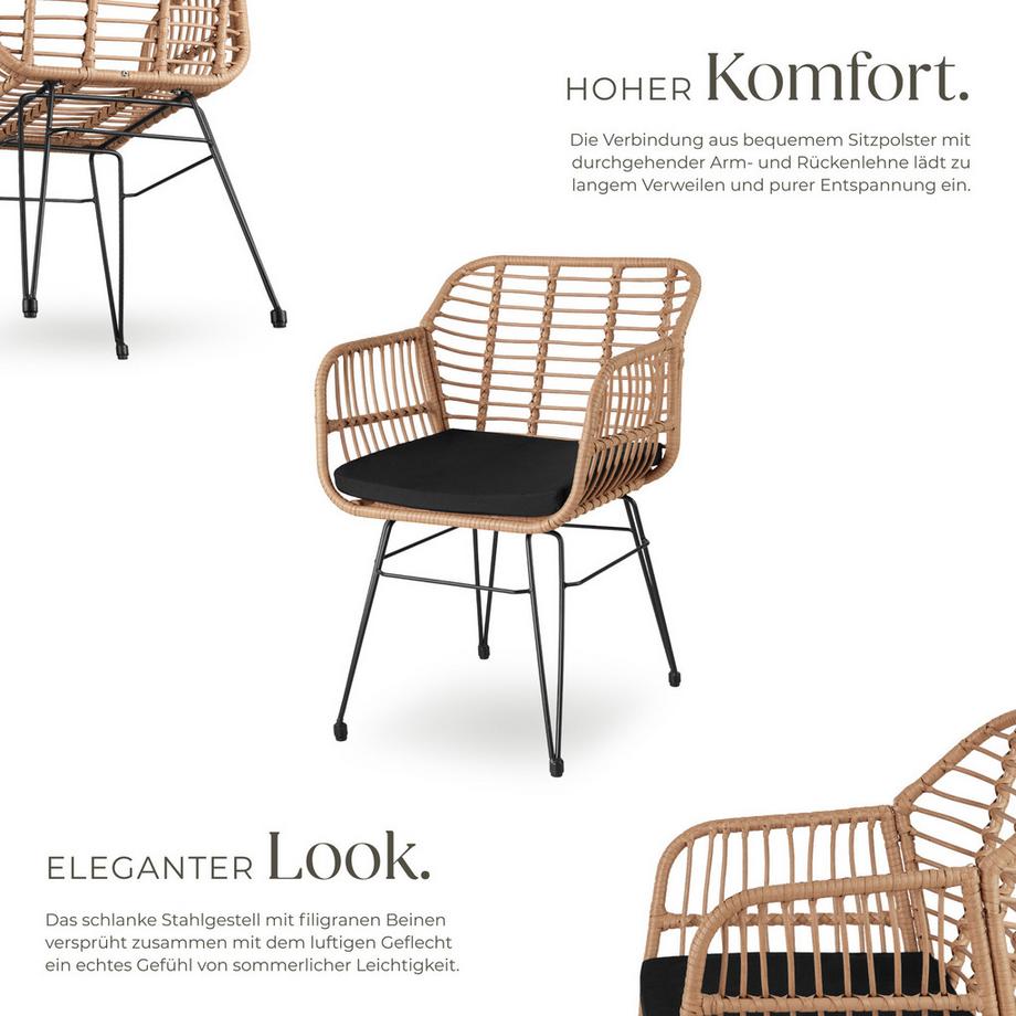 Tectake Rattan Sitzgruppe Molfetta für 2 Personen widerstandsfähig  