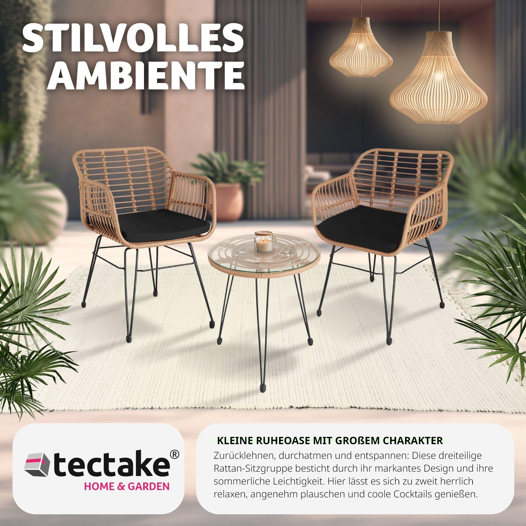 Tectake Rattan-Sitzgruppe Molfetta 2+1  