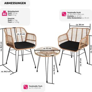 Tectake Rattan-Sitzgruppe Molfetta 2+1  