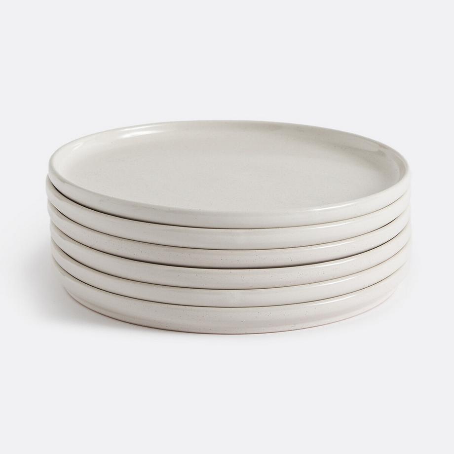 Lot de 6 assiettes plates en grès moucheté