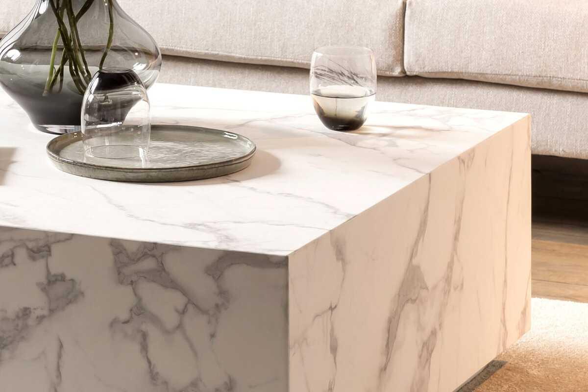 mutoni Couchtisch Marmor weiss 90x90  