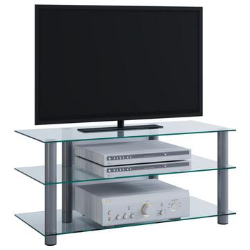 TV Möbel Sideboard Fernsehschrank Rack Fernseh Board Alu Glas Tisch Netasa