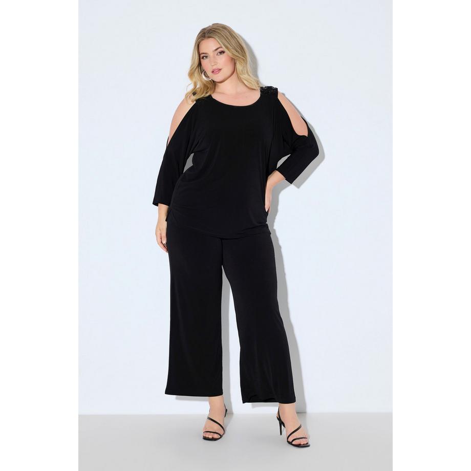 Ulla Popken T-Shirt Vestibilità Comoda Cut-Out Spalle  