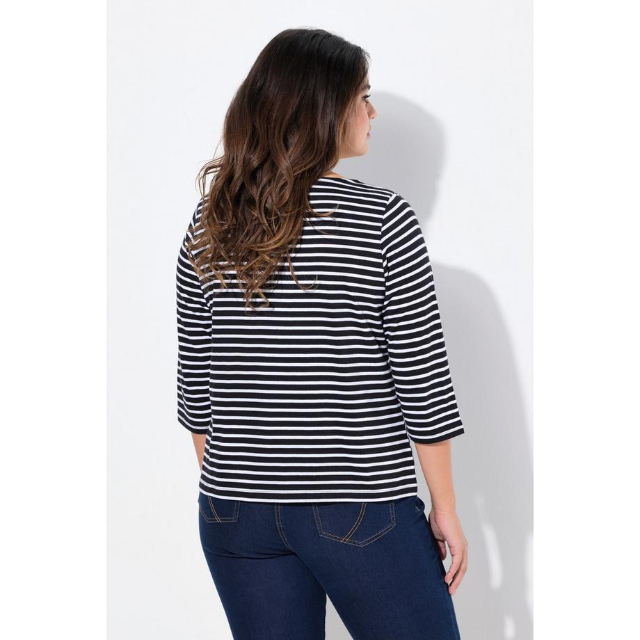 Ulla Popken Ringelshirt Classic Rundhals 3/4-Arm  