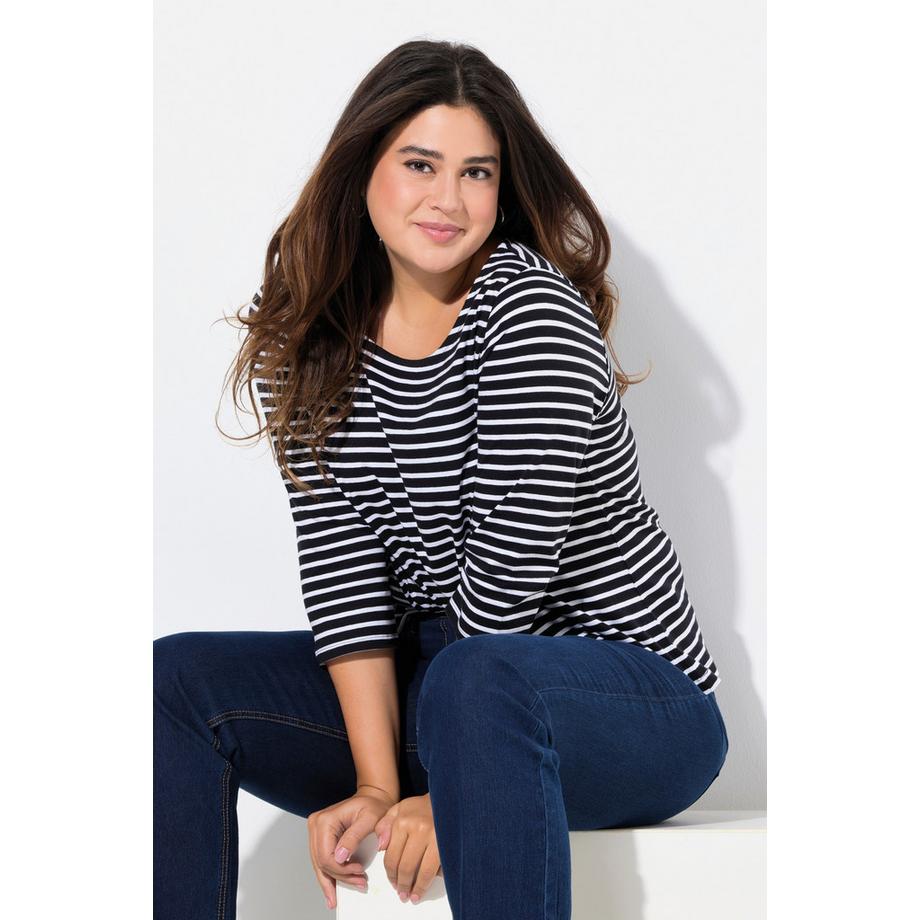 Ulla Popken Ringelshirt Classic Rundhals 3/4-Arm  