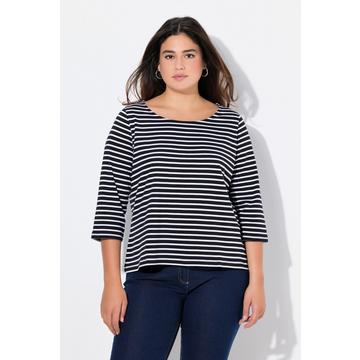 Maglia classica con righe, scollo rotondo e maniche a 3/4