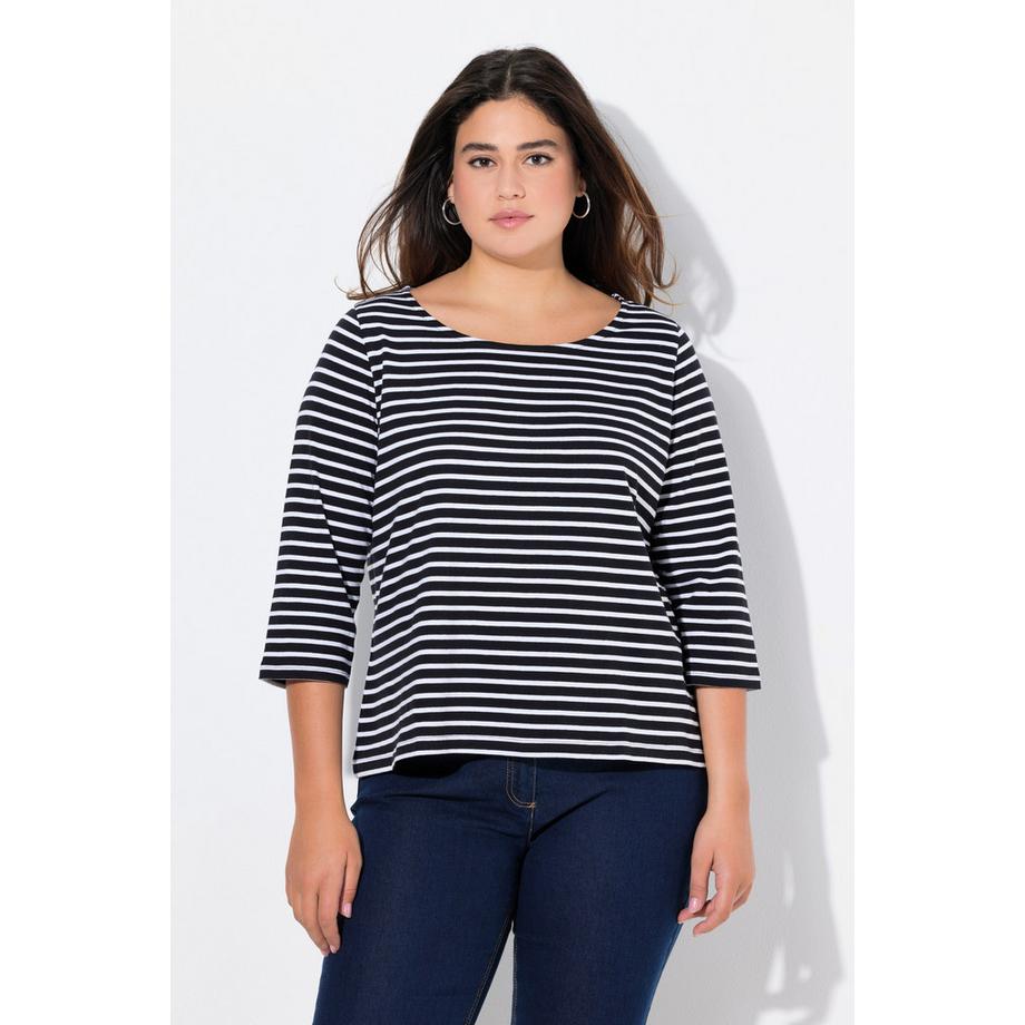 Ulla Popken Ringelshirt Classic Rundhals 3/4-Arm  