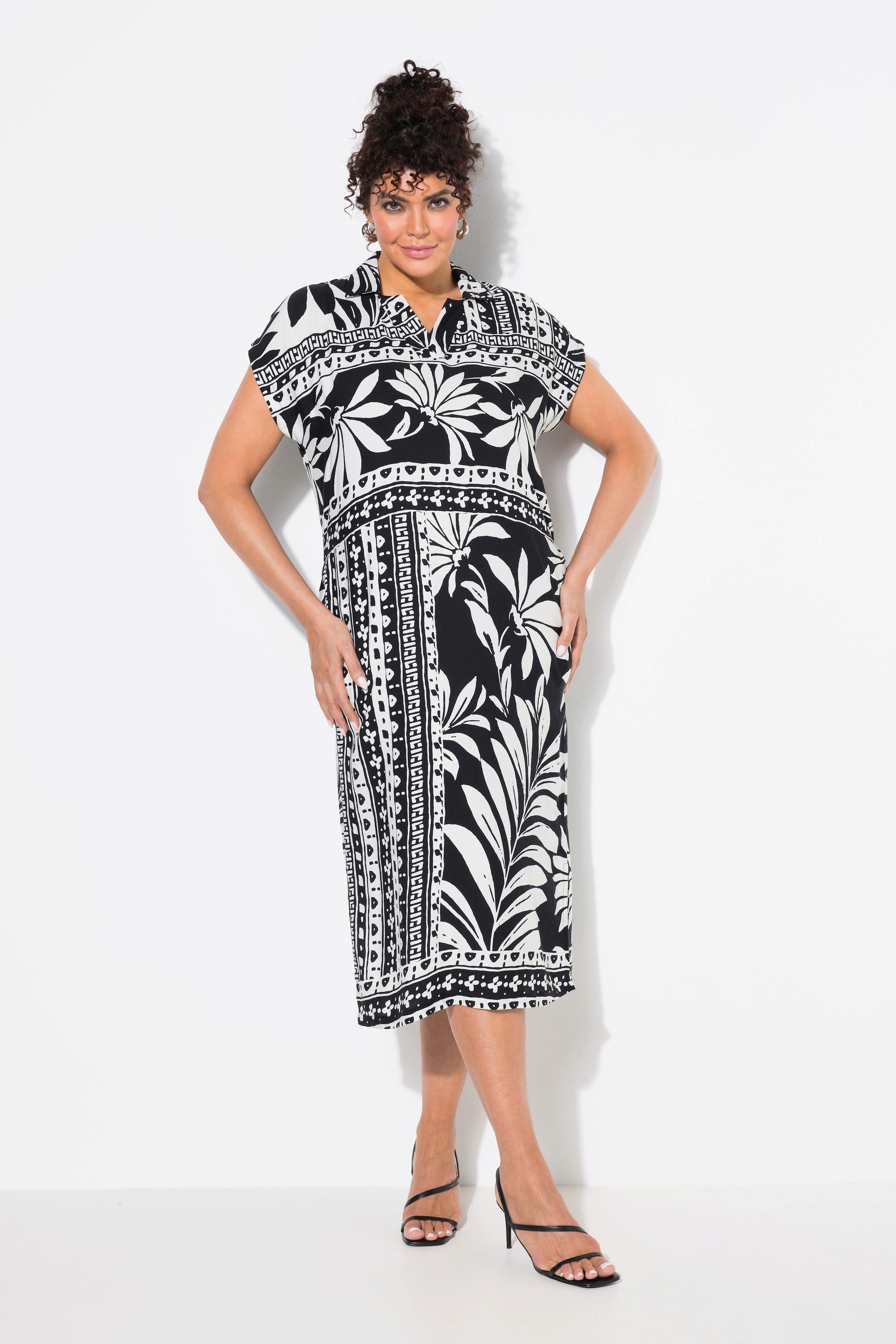 Ulla Popken Abito Midi Oversize Collo Camicia Mezza Manica  