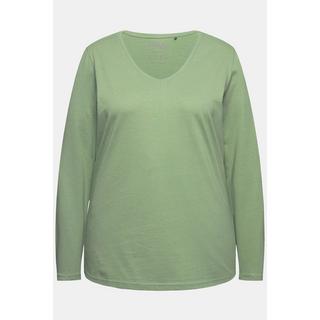 Ulla Popken  Shirt, Slim, V-Ausschnitt, Langarm 