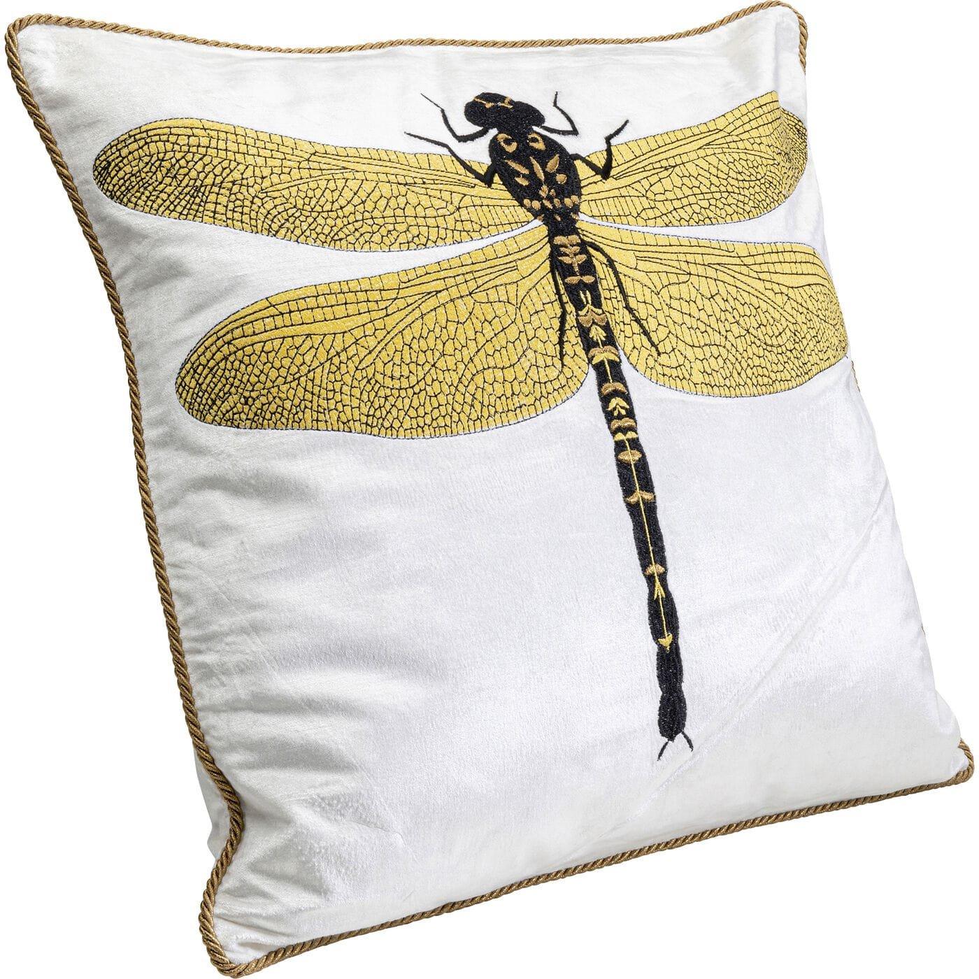 KARE Design Cuscino Glitter Dragonfly bianco 40x40  
