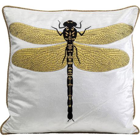 KARE Design Cuscino Glitter Dragonfly bianco 40x40  