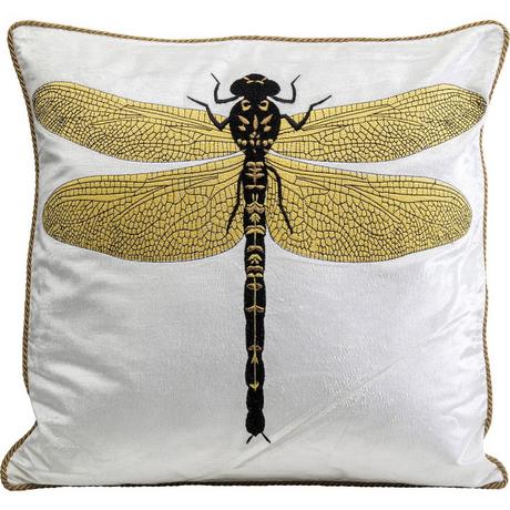 KARE Design Coussin Glitter Libellule blanc 40x40  