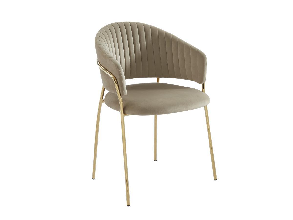 PASCAL MORABITO Stuhl 6er-Set - Samt & Metall goldfarben - Beige - MADOLIA von Pascal MORABITO  