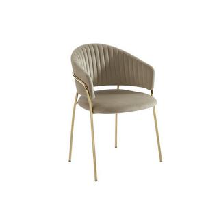PASCAL MORABITO Stuhl 6er-Set - Samt & Metall goldfarben - Beige - MADOLIA von Pascal MORABITO  