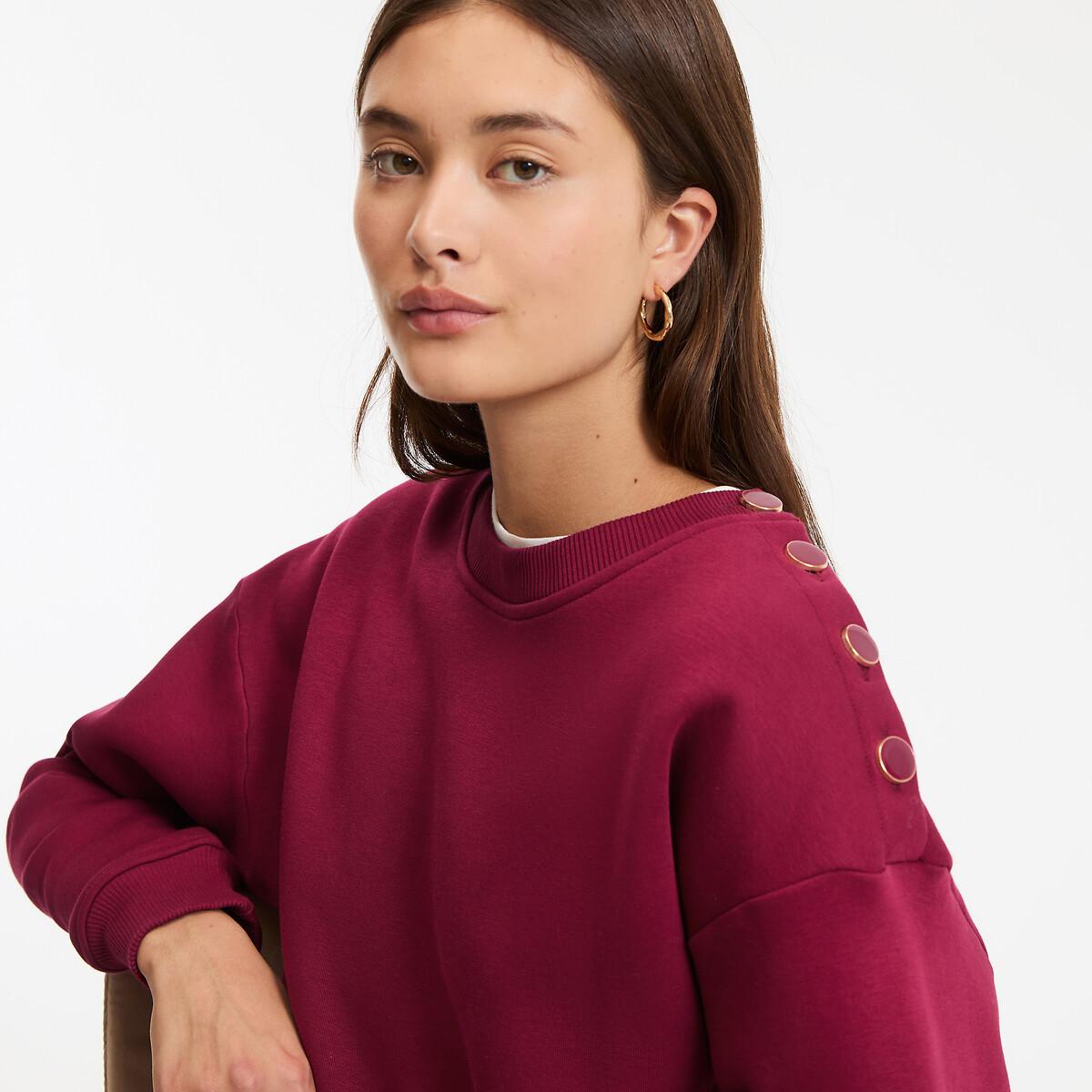 La Redoute Collections Rundhals Sweatshirt mit Schulterknöpfen  