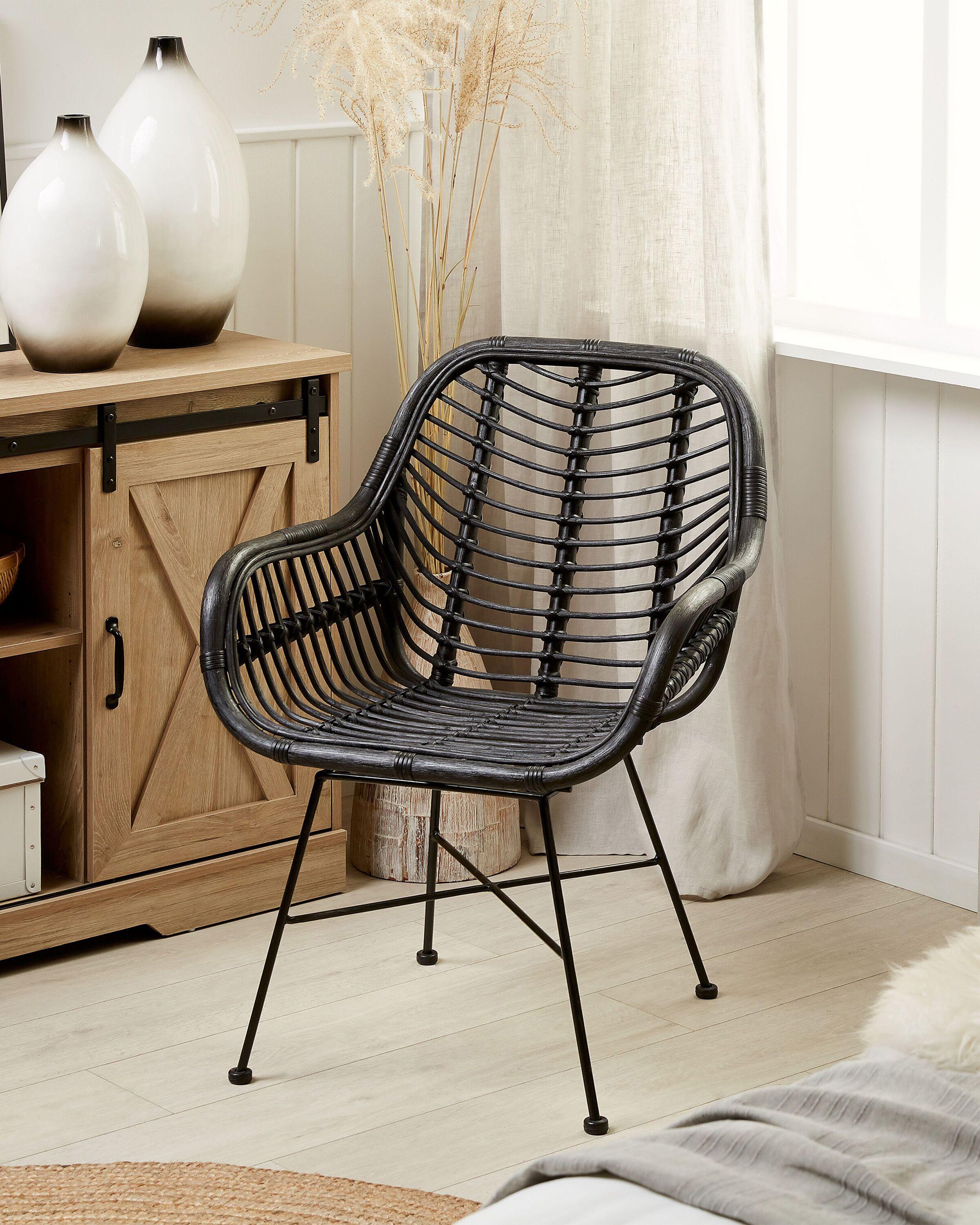 Beliani Chaise de salle à manger en Rotin Boho CANORA  