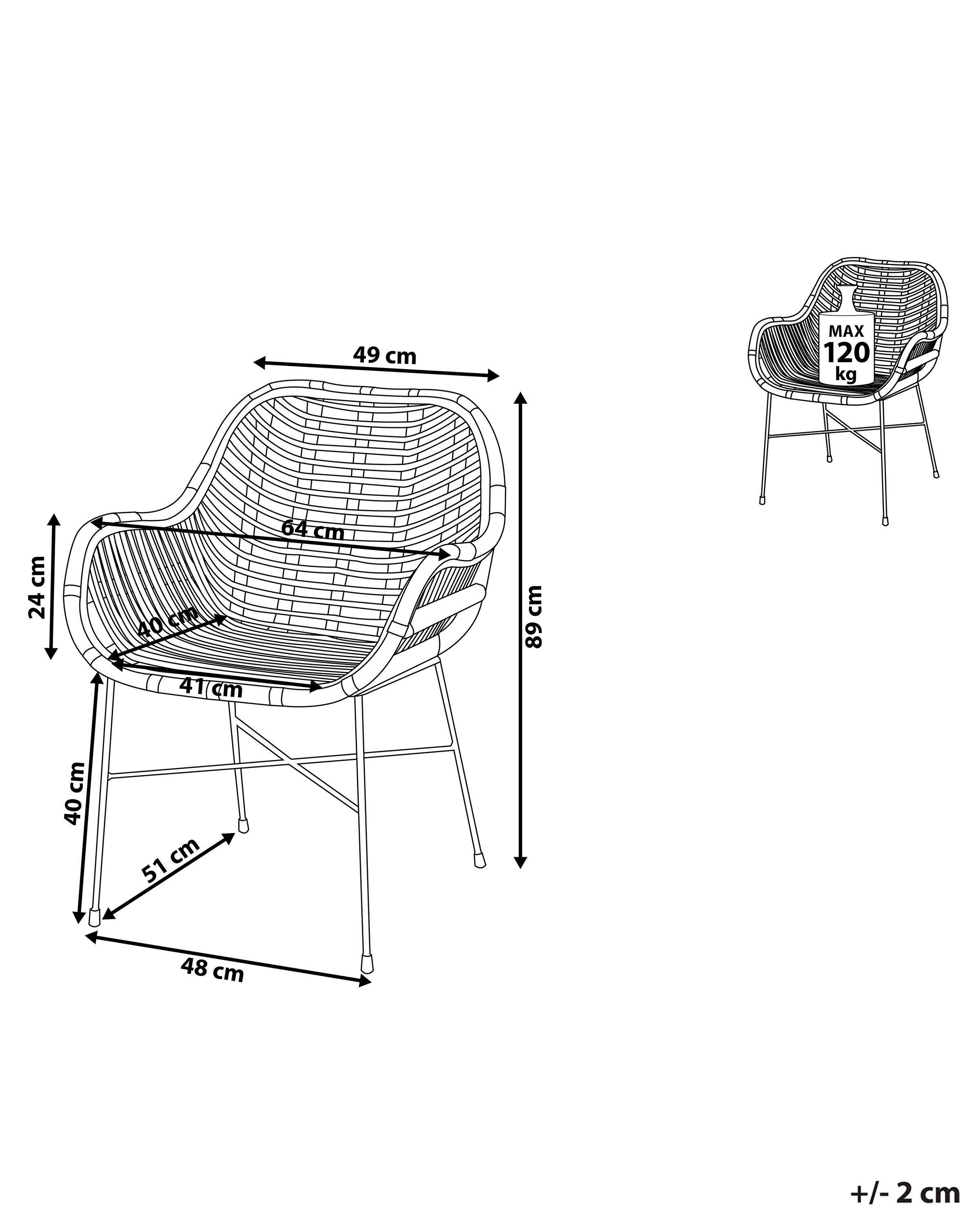 Beliani Chaise de salle à manger en Rotin Boho CANORA  