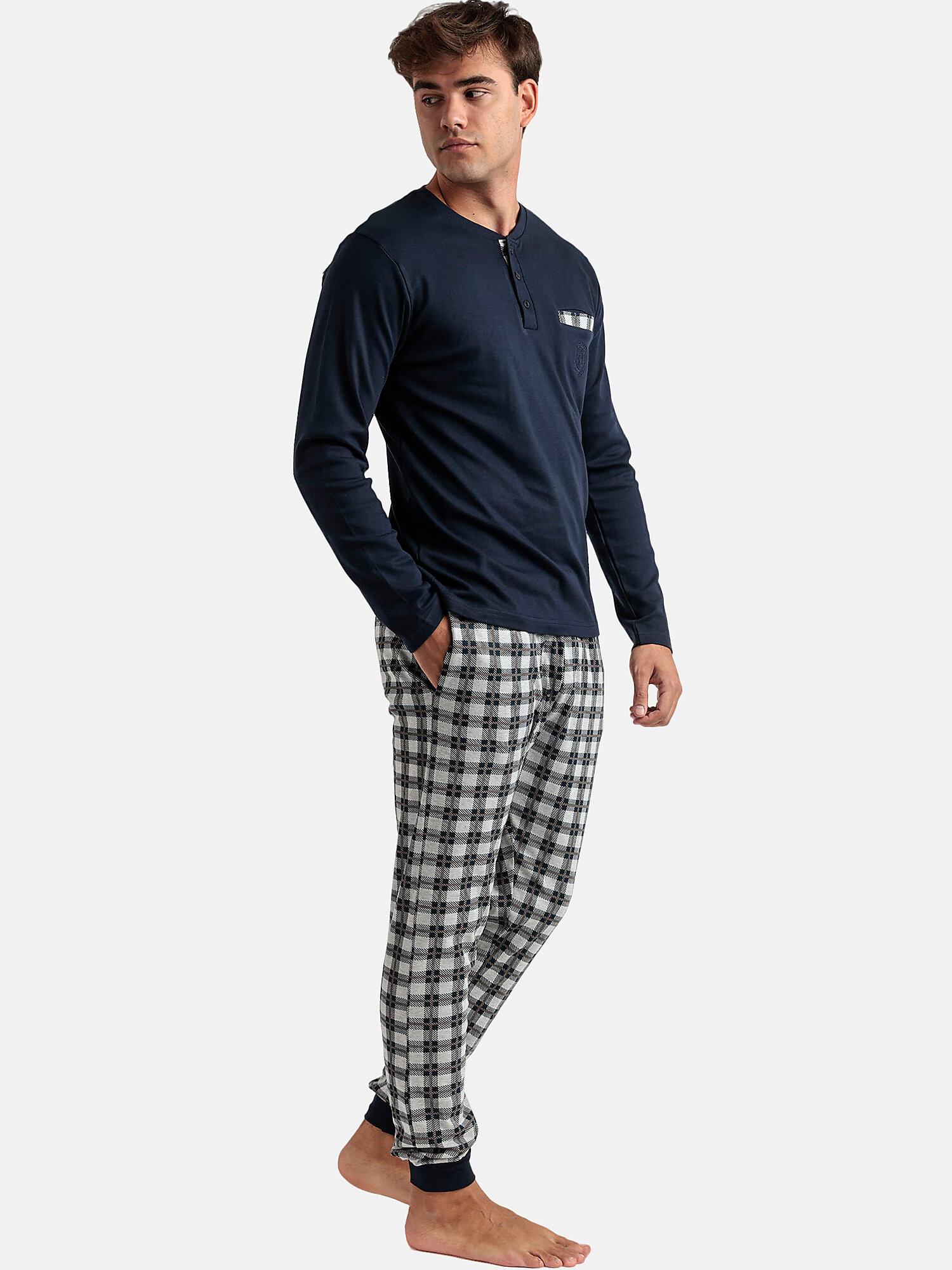 Admas  Pyjama tenue pantalon polo manches longues Classic Checks 