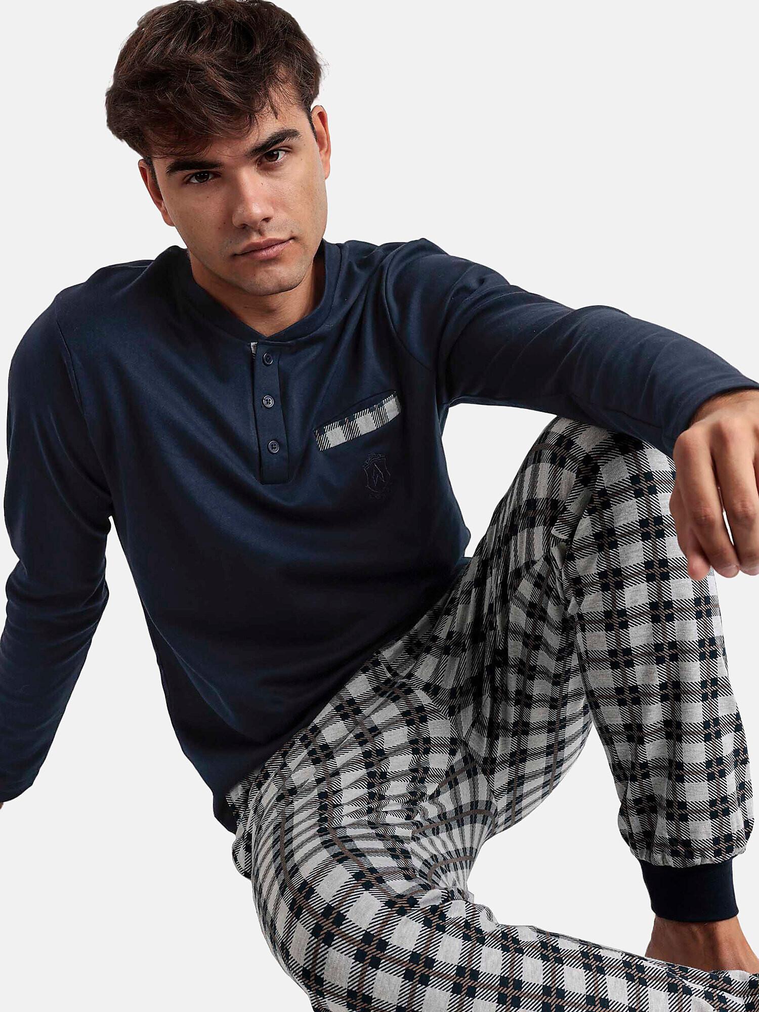 Admas  Pyjama tenue pantalon polo manches longues Classic Checks 