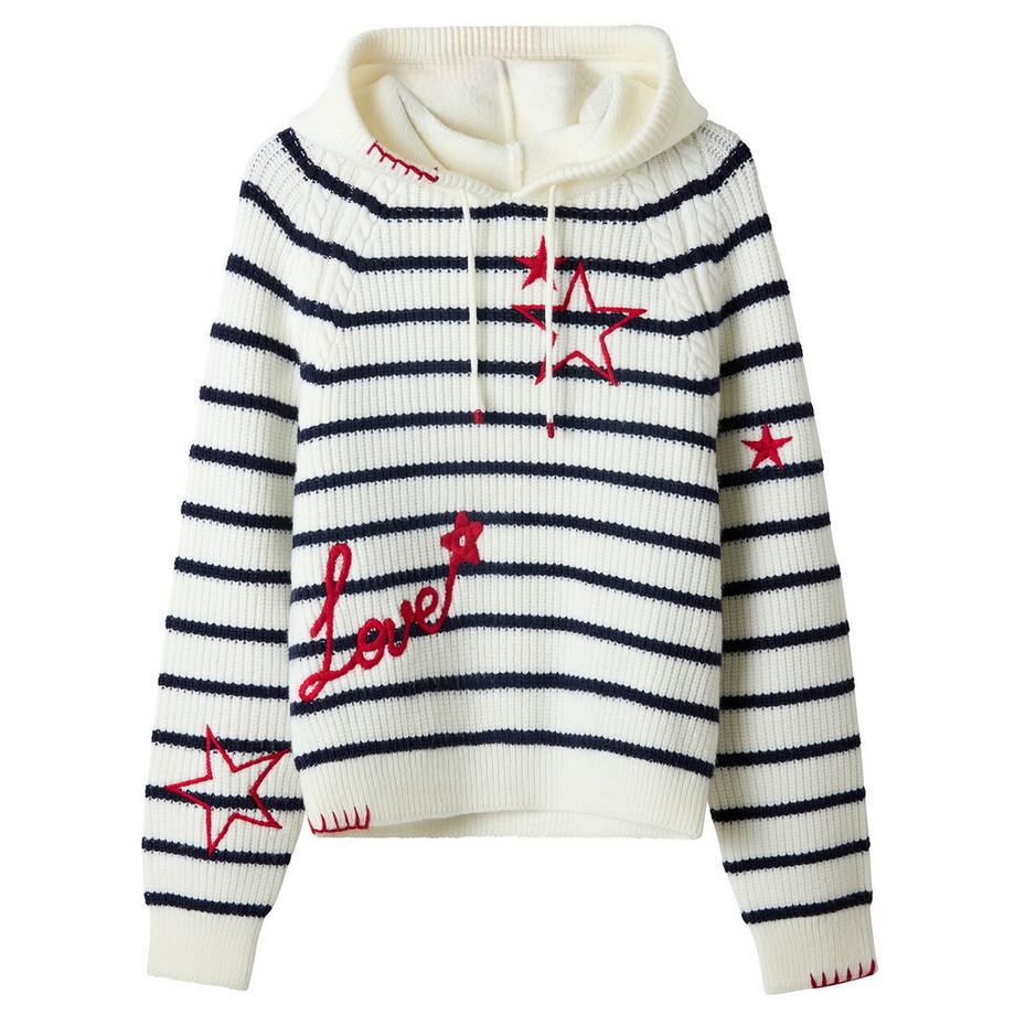 Joe Browns Gestreifter Strick Hoodie mit Stickerei  