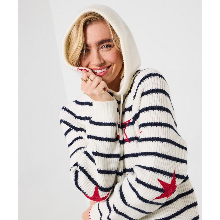 Joe Browns Gestreifter Strick Hoodie mit Stickerei  