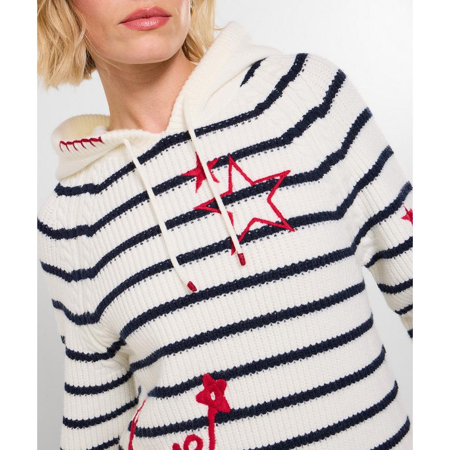 Joe Browns Gestreifter Strick Hoodie mit Stickerei  