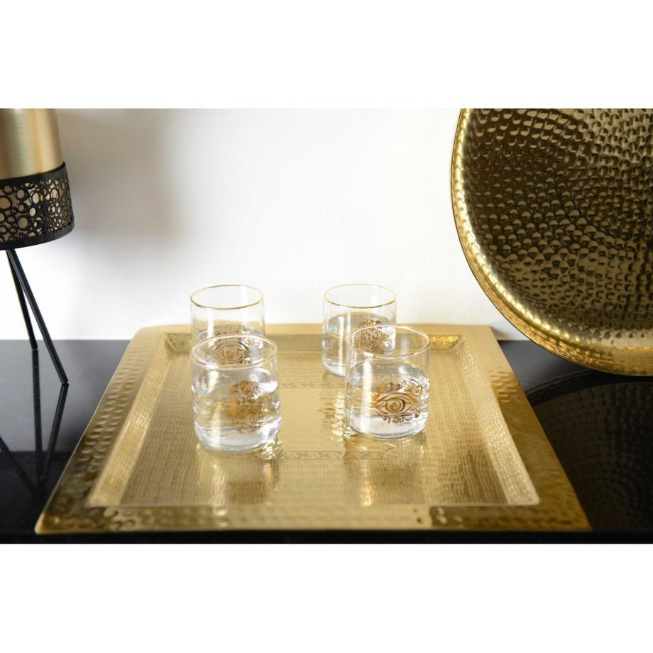 Aulica  Plateau carré doré 38cm 