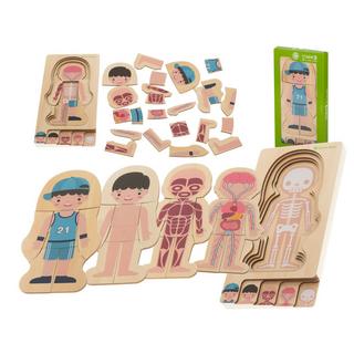 Pricenet  Holzschichtpuzzle, Montessori-Bodybuilding-Junge 