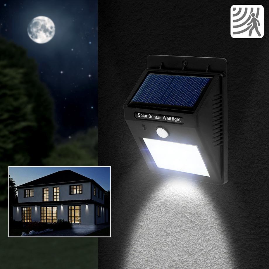 Tectake Solarlampe mit Bewegungsmelder  Erfassungswinkel 120° wasserdicht  