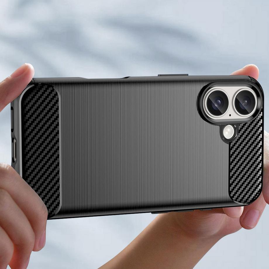 Avizar  Carbon Hülle iPhone 16 Plus Schwarz 