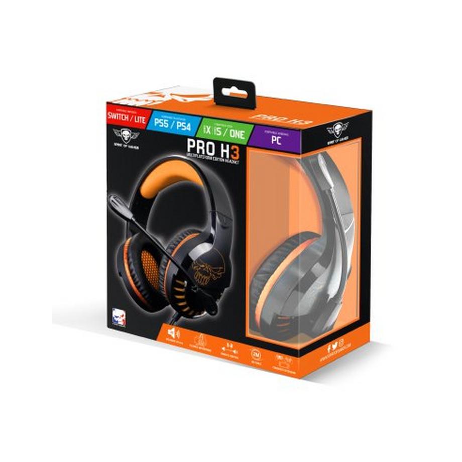 Spirit Of Gamer  PRO-H3 Auricolare Cablato A Padiglione Giocare Nero, Arancione 