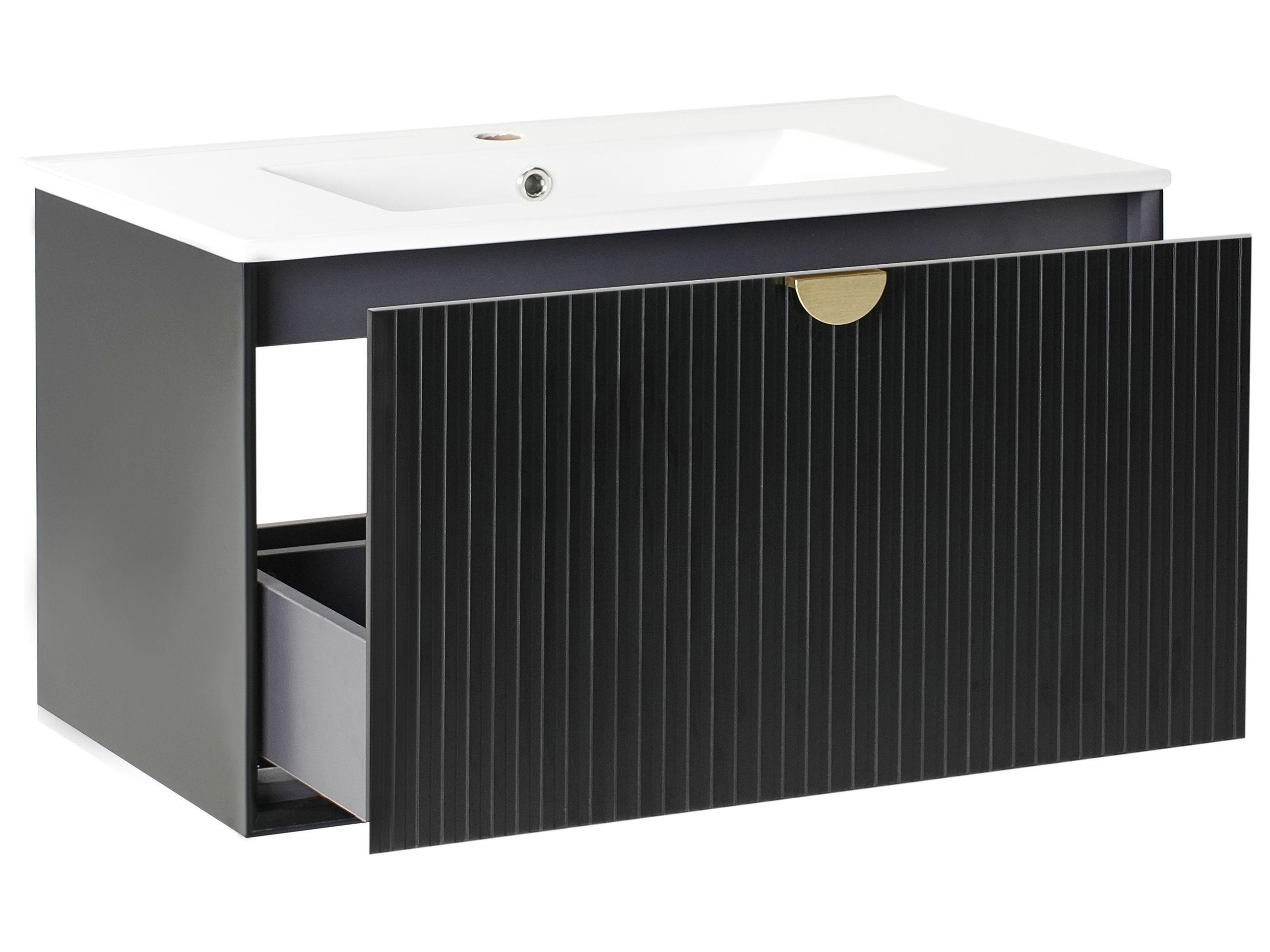 Beliani Wandmontierter Waschtischunterschrank mit Waschbecken aus MDF-Platte Modern BONAIRE  