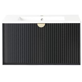 Beliani Wandmontierter Waschtischunterschrank mit Waschbecken aus MDF-Platte Modern BONAIRE  