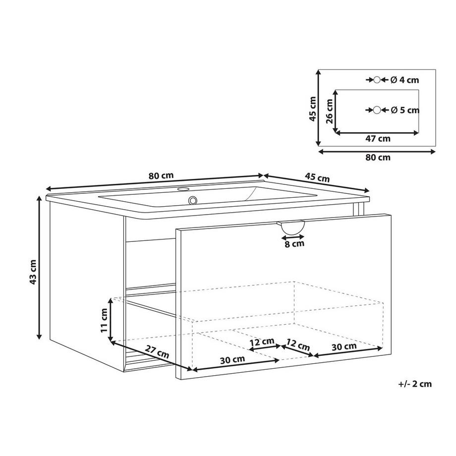 Beliani Meuble sous-lavabo avec vasque en MDF Moderne BONAIRE  