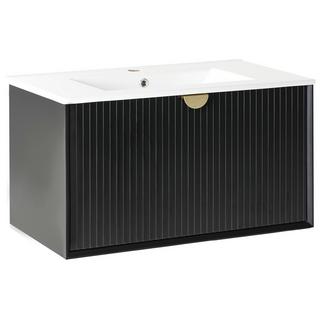 Beliani Wandmontierter Waschtischunterschrank mit Waschbecken aus MDF-Platte Modern BONAIRE  