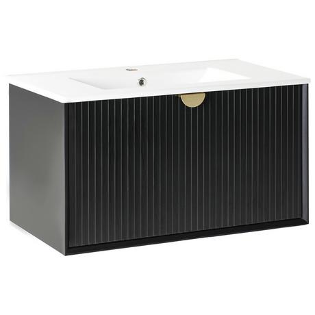 Beliani Wandmontierter Waschtischunterschrank mit Waschbecken aus MDF-Platte Modern BONAIRE  