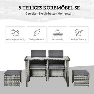 Northio Groupe De Sièges En Polyrotin Pour 4 Personnes, Groupe De Salle À Manger, Salon De Jardin Avec Coussins, Gris  