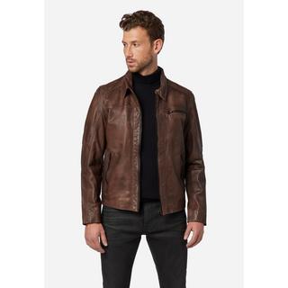 RICANO  Veste en cuir pour homme Shelby - Classique avec col polo 