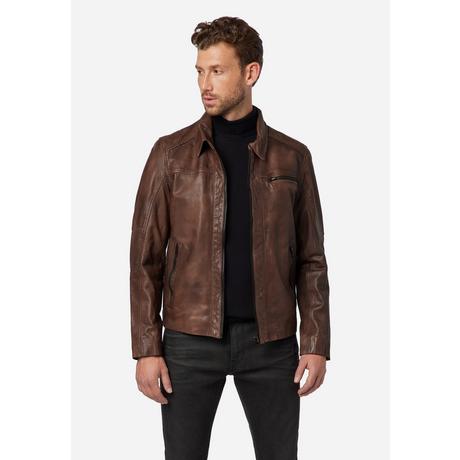 RICANO  Veste en cuir pour homme Shelby - Classique avec col polo 