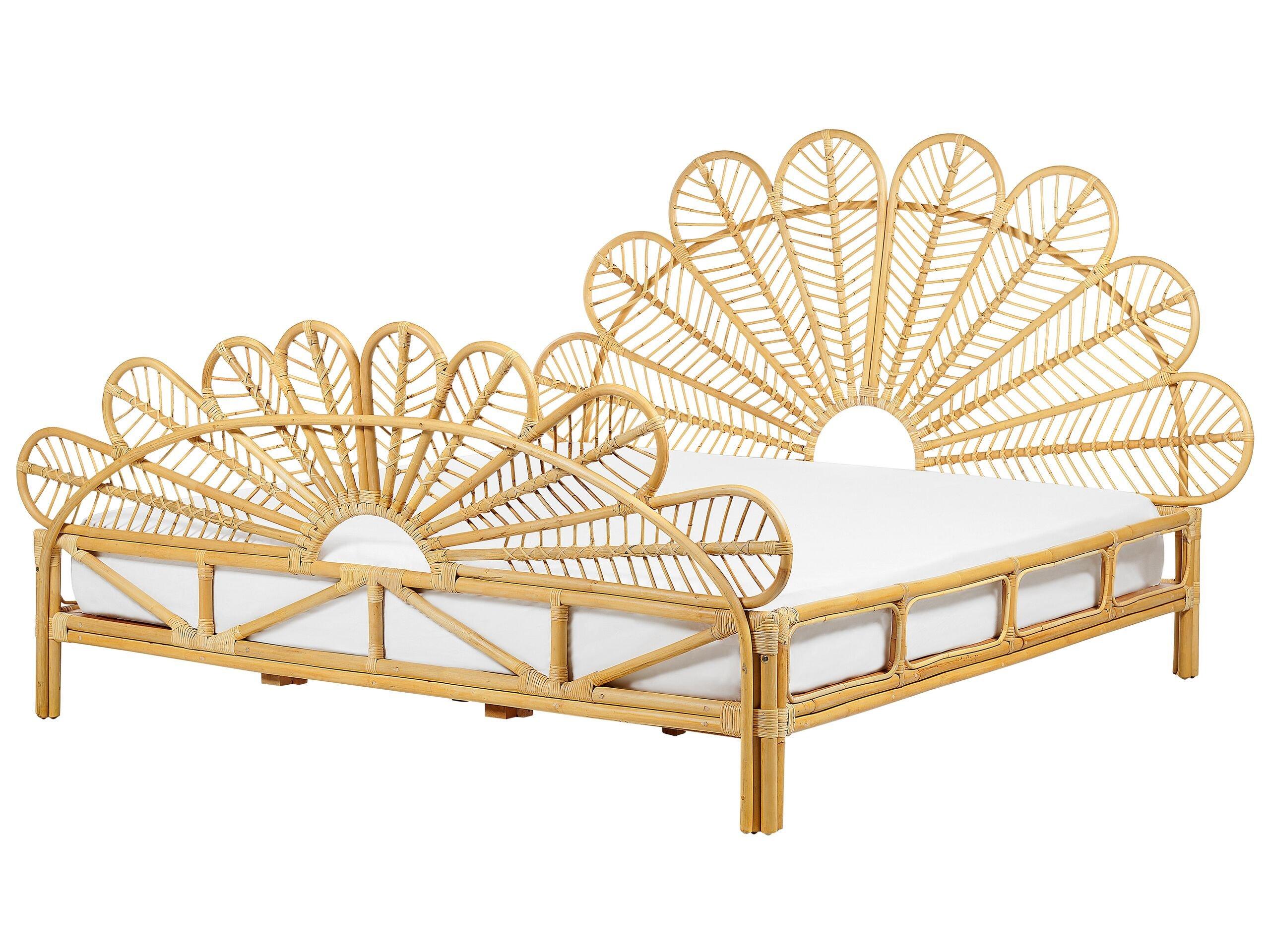 Beliani Bett mit Lattenrost aus Rattan Boho FLORENTINE  