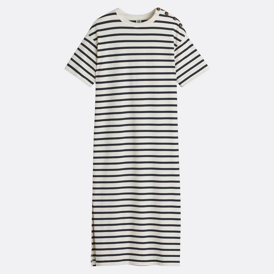 La Redoute Collections Langes gestreiftes Jerseykleid mit Schulterknöpfen  