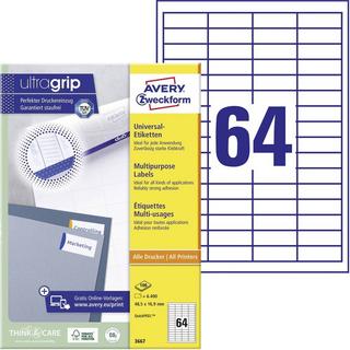 Avery-Zweckform ETIQUETTES universelles avec ultra-grip, 48.5 x 16.9 mm, jet d'encre, laser couleur, laser s/W  