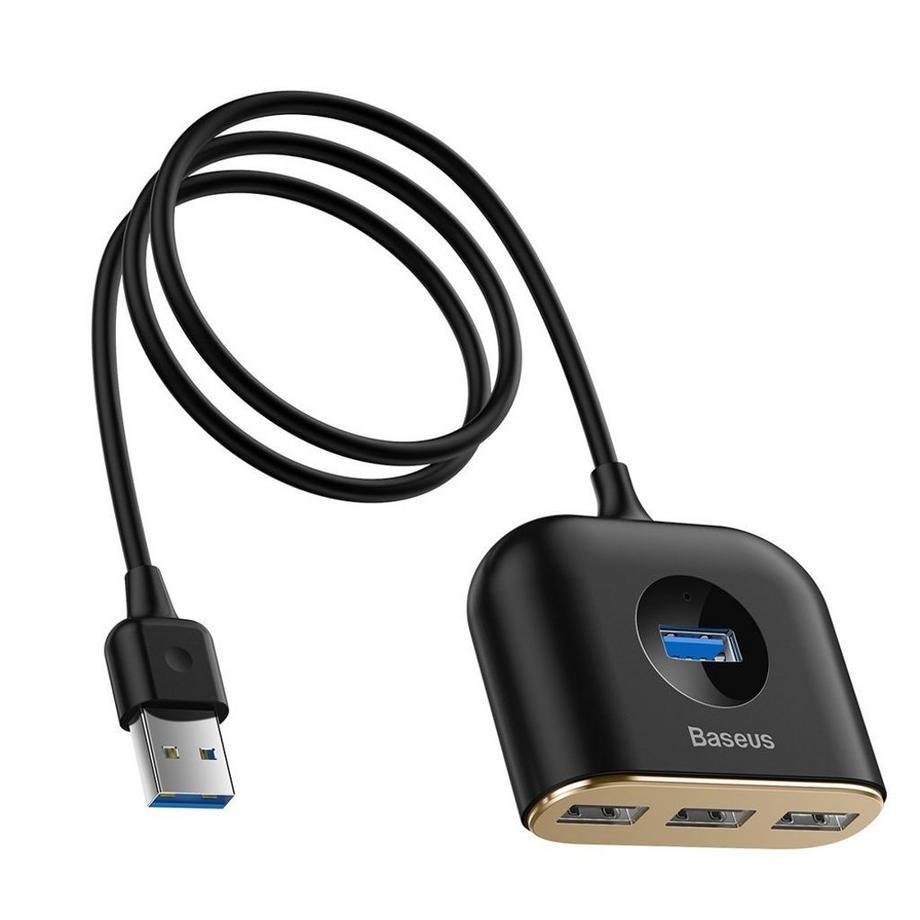Baseus Square Round 4-in-1-USB-HUB-Adapter – Schwarz